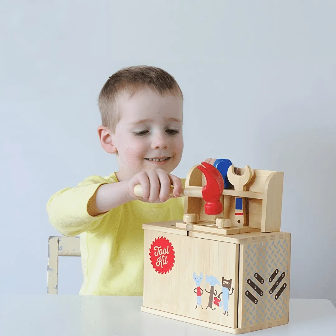 Kids Pretend Screwdriver Tool Set | Educational Wooden Toy for Ages 3|6, Montessori Learning Toolbox with Hammer, Wrench & Screws | Safe Play Set for Boys & Girls - Image 2