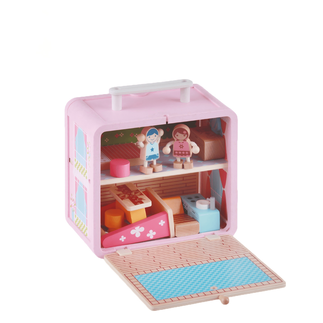 Wooden Dollhouse Playroom – Educational Building Blocks Toy for Girls, Birthday Gift - Image 3