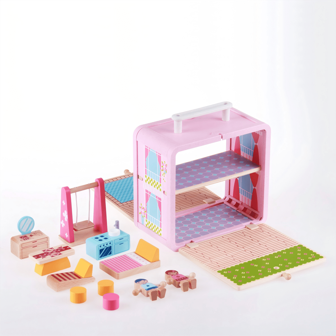 Wooden Dollhouse Playroom – Educational Building Blocks Toy for Girls, Birthday Gift - Image 2