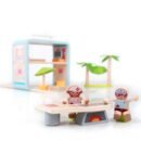 Wooden Beach Villa Playset for Kids – Educational Wooden Building Toy with Figures and Furniture