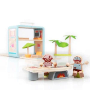 Wooden Beach Villa Playset – Educational Building Blocks Toy for Kids, Birthday Gift