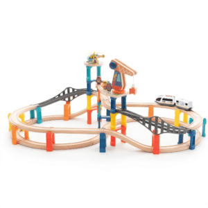 Wooden Electric Train Track Toy | 60-Piece DIY Building Set for Boys, Birthday Gift