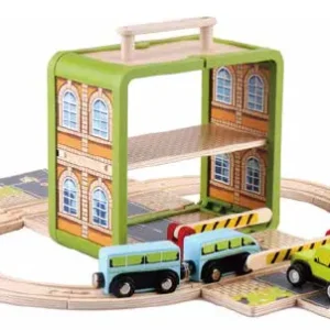 Wooden Train Station & Tracks for Kids (3–5). Premium eco-friendly building toy that inspires creativity, coordination, and STEM learning through play.