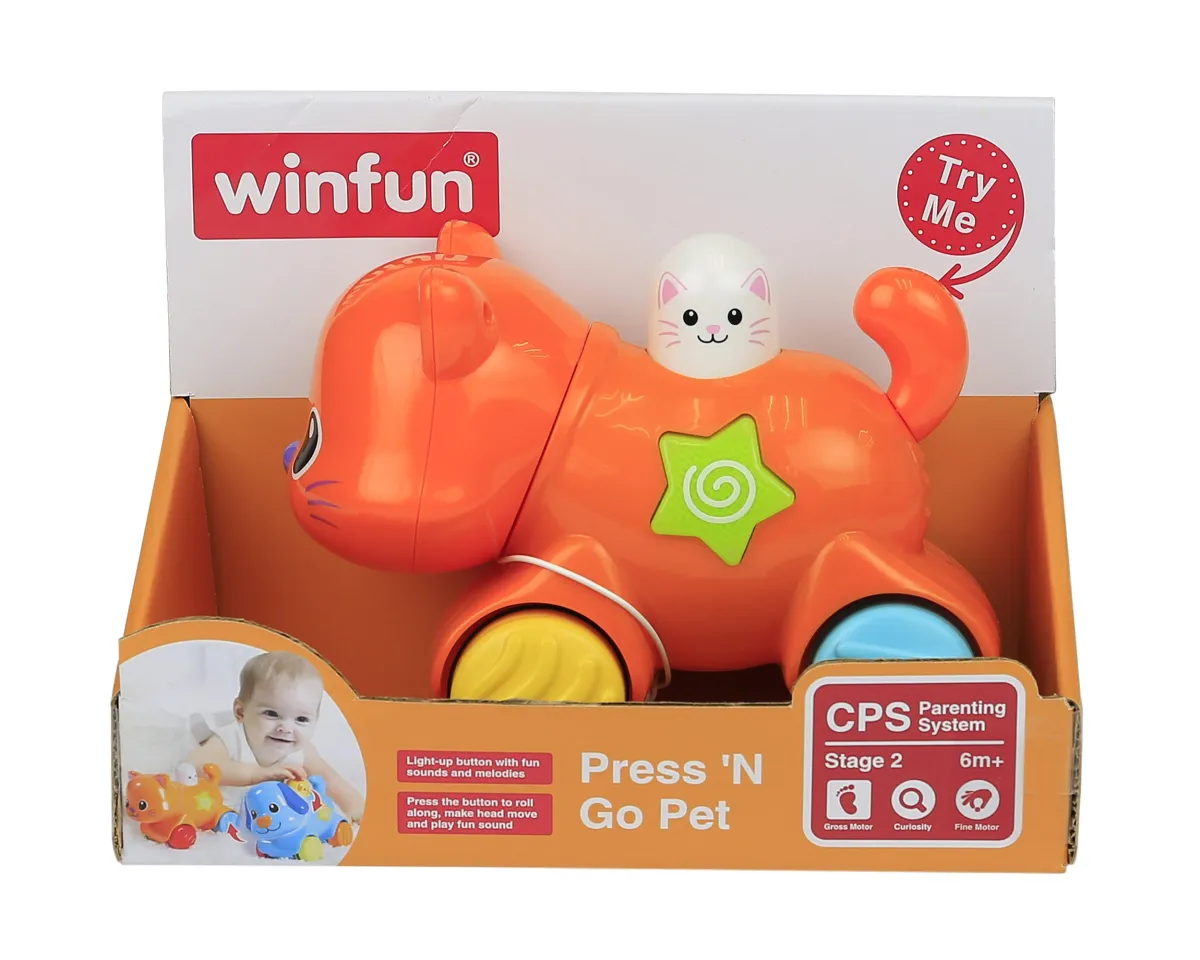 Winfun Press N Go Pet Kitten | Push-and-Go Toy for 12 Months+ - Image 2