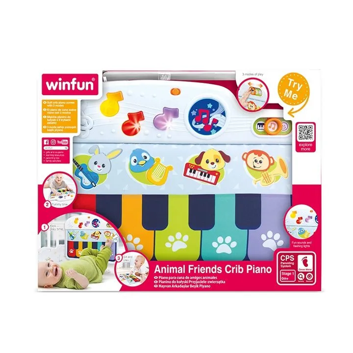 Winfun Animal Friends Crib Piano | Crib Piano Toy for 0 Months+ - Image 3