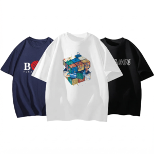 Men's 3-Pack T-Shirt Combo: Cube Print + AICRAOGE Black + Boss Blue