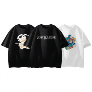 Men's 3-Pack T-Shirt Combo: Cube Print + AICRAOGE Black + Bear Print