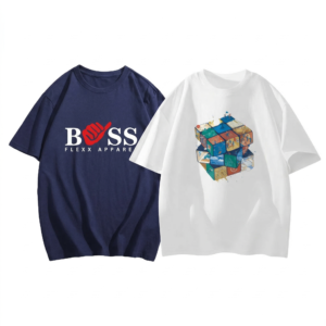 Men's 2-Pack T-Shirt Combo: Cube Print + Navy Blue Boss T Shirt
