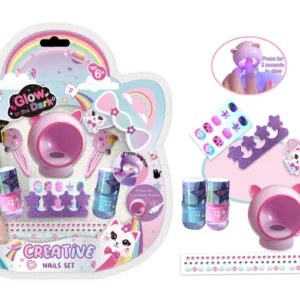 Pecoware Glow In The Dark Creative Nail Set | Glow-in-the-Dark Nail Art Set for 6 Years+ | Nakhelia