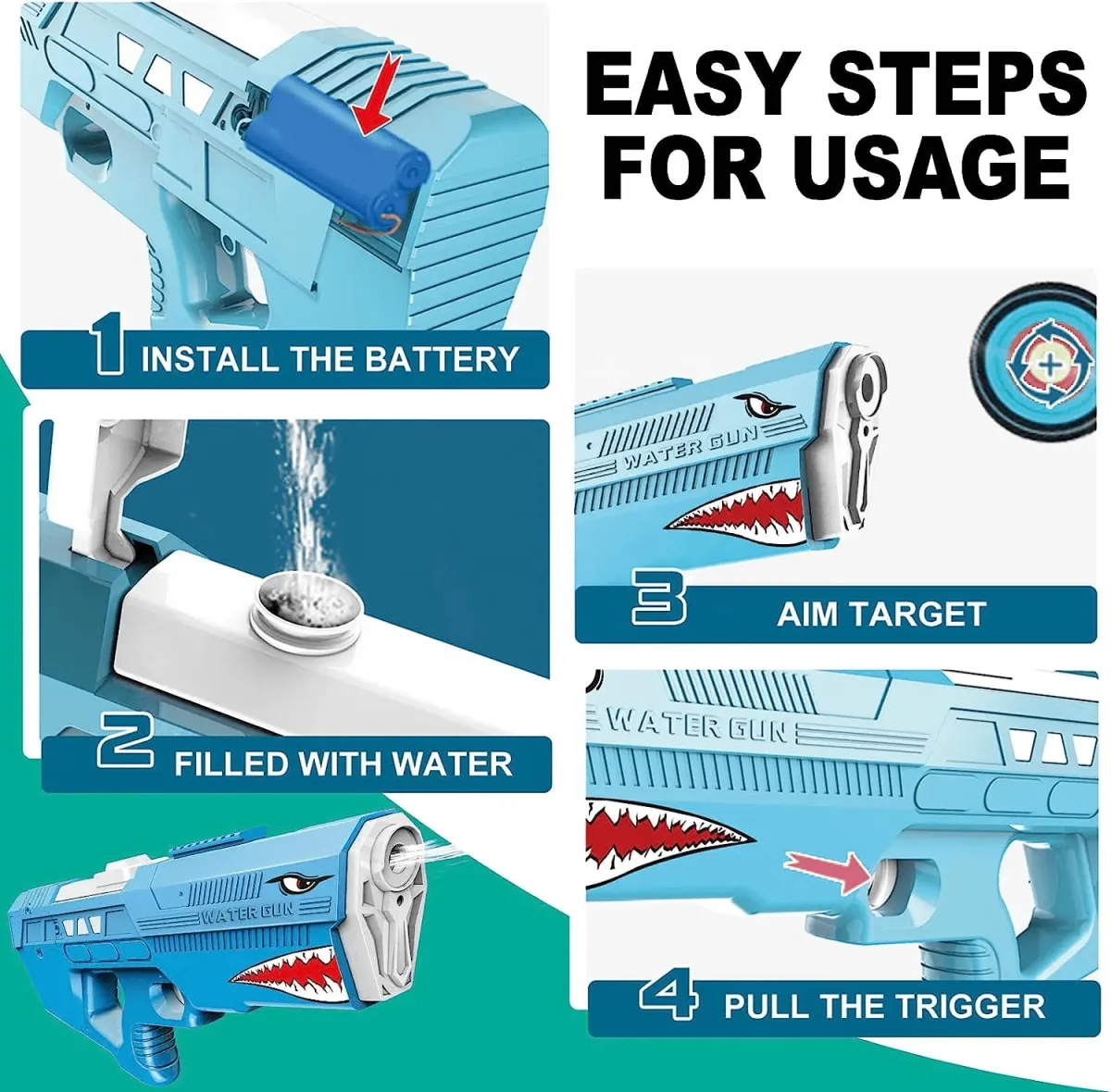 SAM Toys Shark Electric Water Gun | Electric Water Gun for 6 Years+ - Image 11