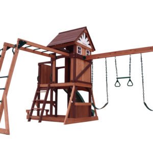Mount Peak Vinson Massif Swing Set & Playhouse with Wooden Roof MP76140 – Outdoor Swing Set & Playhouse with Wooden Roof for 3 Years+