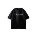 AICRAOGE Men's 100% Cotton Oversized Black Graphic T-Shirt | Metallic Gothic Print | Casual Streetwear Tee